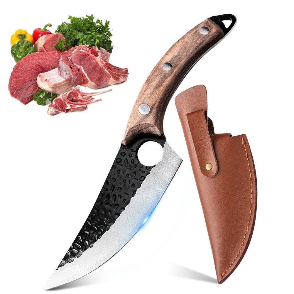 Fine Life Pro Spickmesser 6-Zoll-Fleischbeil mit Lederscheide, Ausbeinmesser für Gemüse und Fleisch