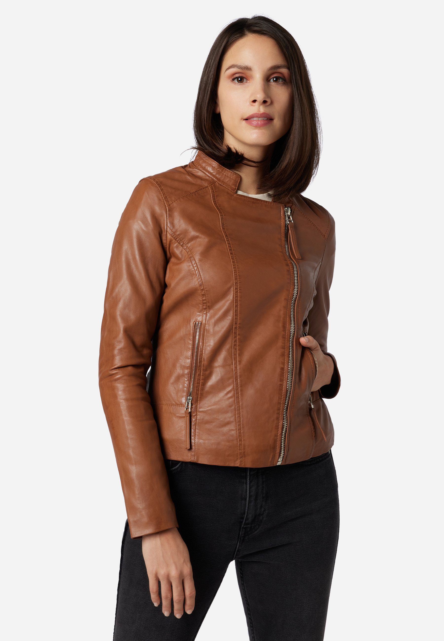 Lammleder Lederjacke hochwertiges RICANO Raylee Cognac