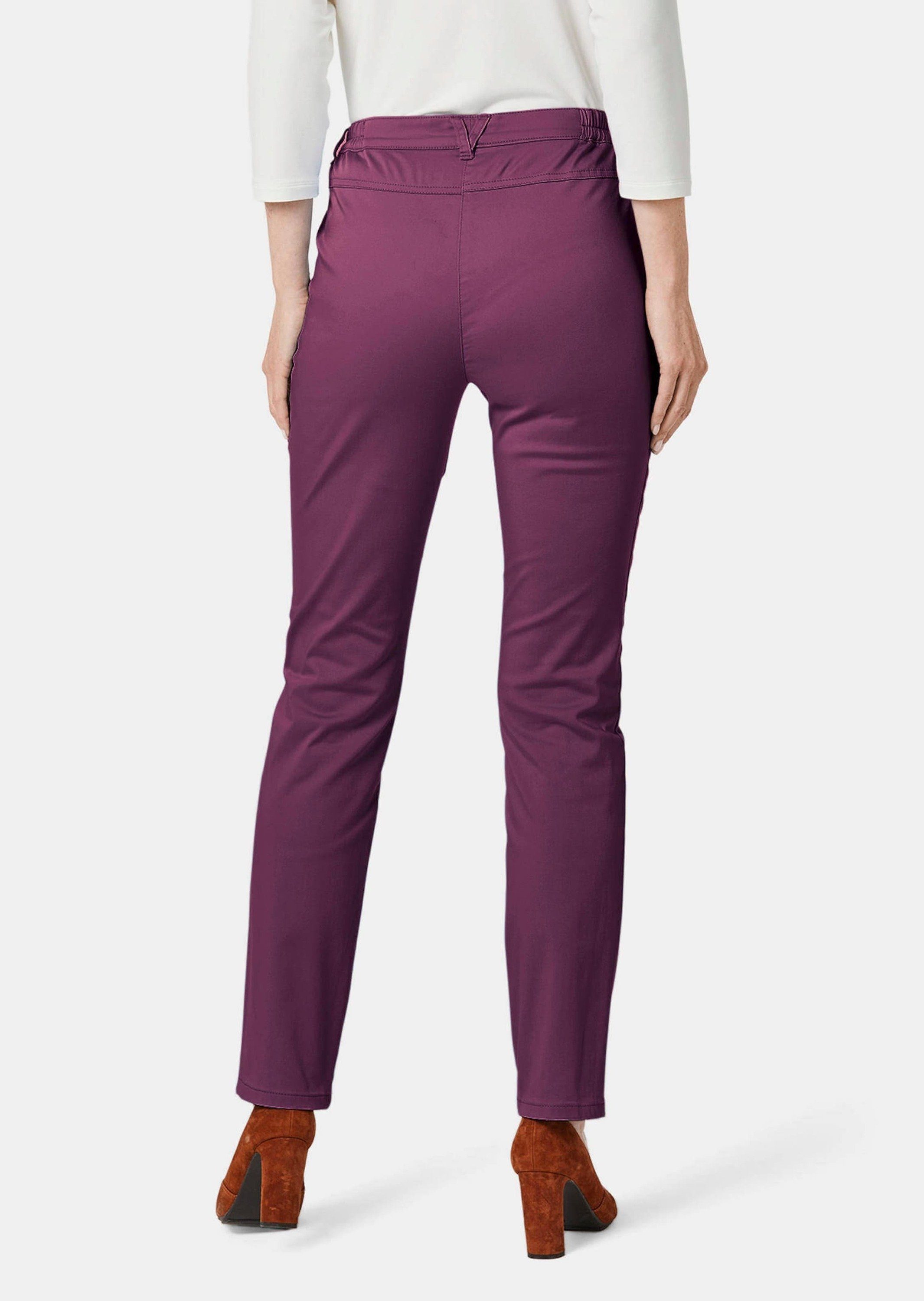 GOLDNER Stoffhose Baumwollhose mit Dehnbund Stoffhose mit Eingrifftaschen, Gürtelschlaufen und Knöchellänge