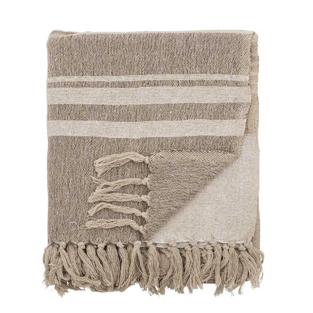 Wolldecke Bloomingville Decke LUGO Braun Beige günstig online kaufen