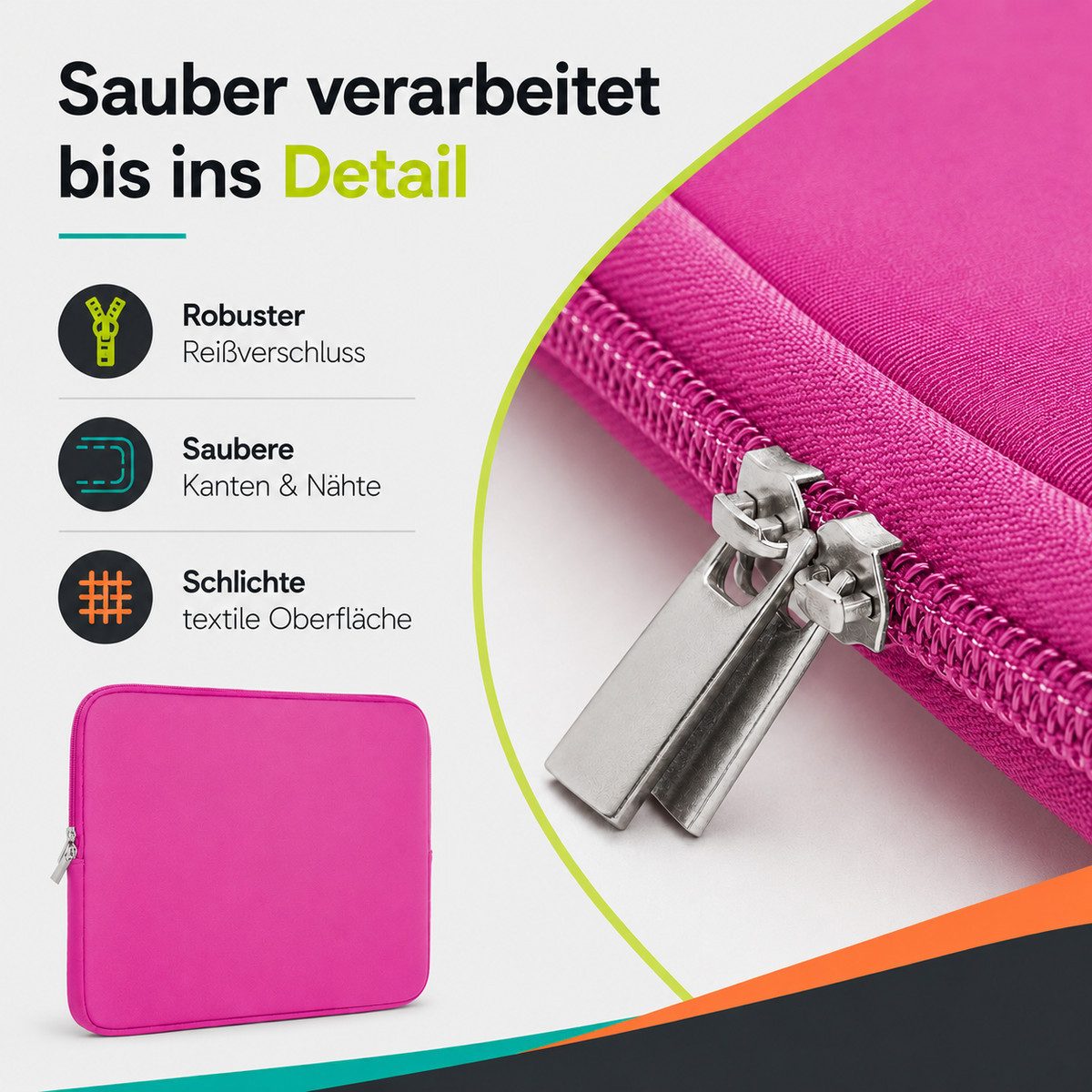 König Design Laptoptasche Universal Notebooktasche 16 Zoll Sleeve Tasche Hülle Laptop Case Cover, weiches Innenfutter zum Schutz vor Kratzern – Bild 4 von 5