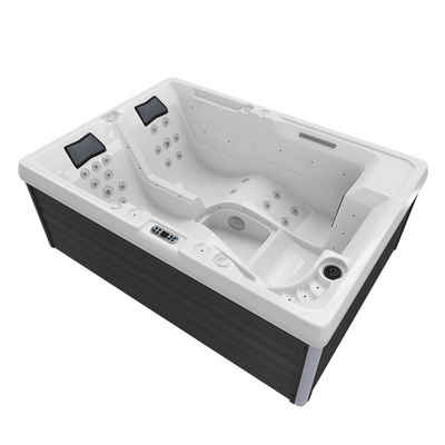 TroniTechnik Whirlpool Outdoor Whirlpool ELBA weiß 210x150 inkl. Treppe, (2-tlg), mit integrierter LED Beleuchtung,Bluetooth Soundsystem,Massagefunktion
