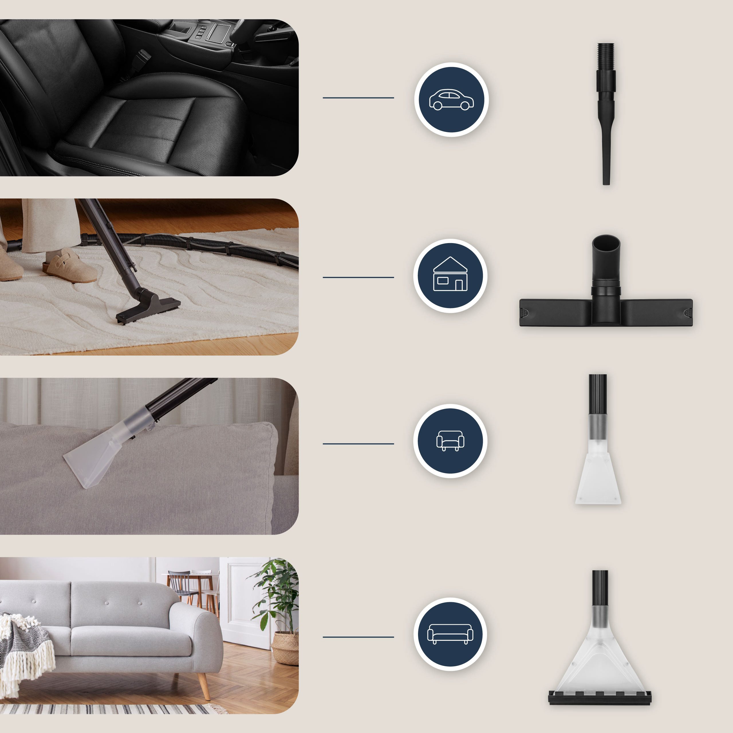 Zeegma Wasch-Sauger ZONDER WASH GREY, 1400 W, beutellos, mit Beutel, Blasfunktion/Leistungregulierung 800-1400W/4L Wassertank