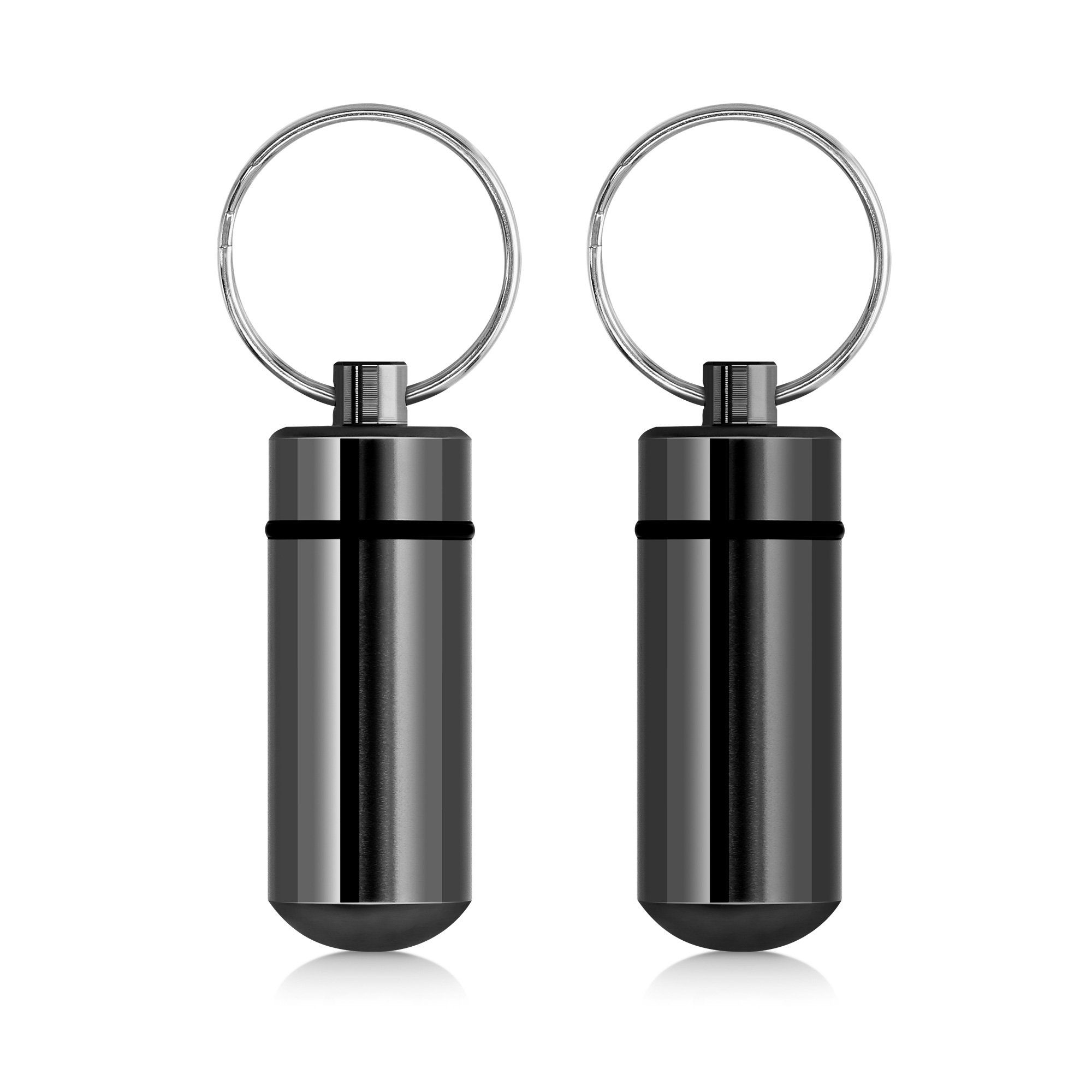 kwmobile Pillendose 2x Metall Pillendose (2 St), 4,8 x 1,7 x 1,7 cm - Tablettendose Box - Pillenbox Aluminium