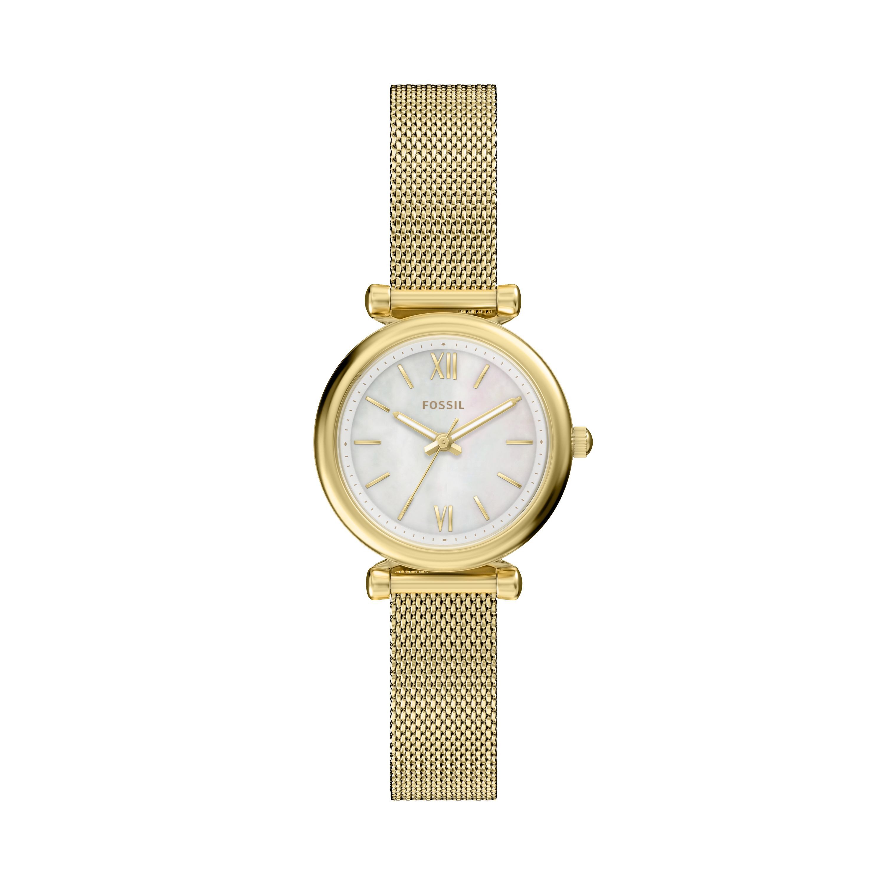 Fossil Quarzuhr Carlie ES5462, Armbanduhr, Damenuhr, Edelstahlarmband, analog
