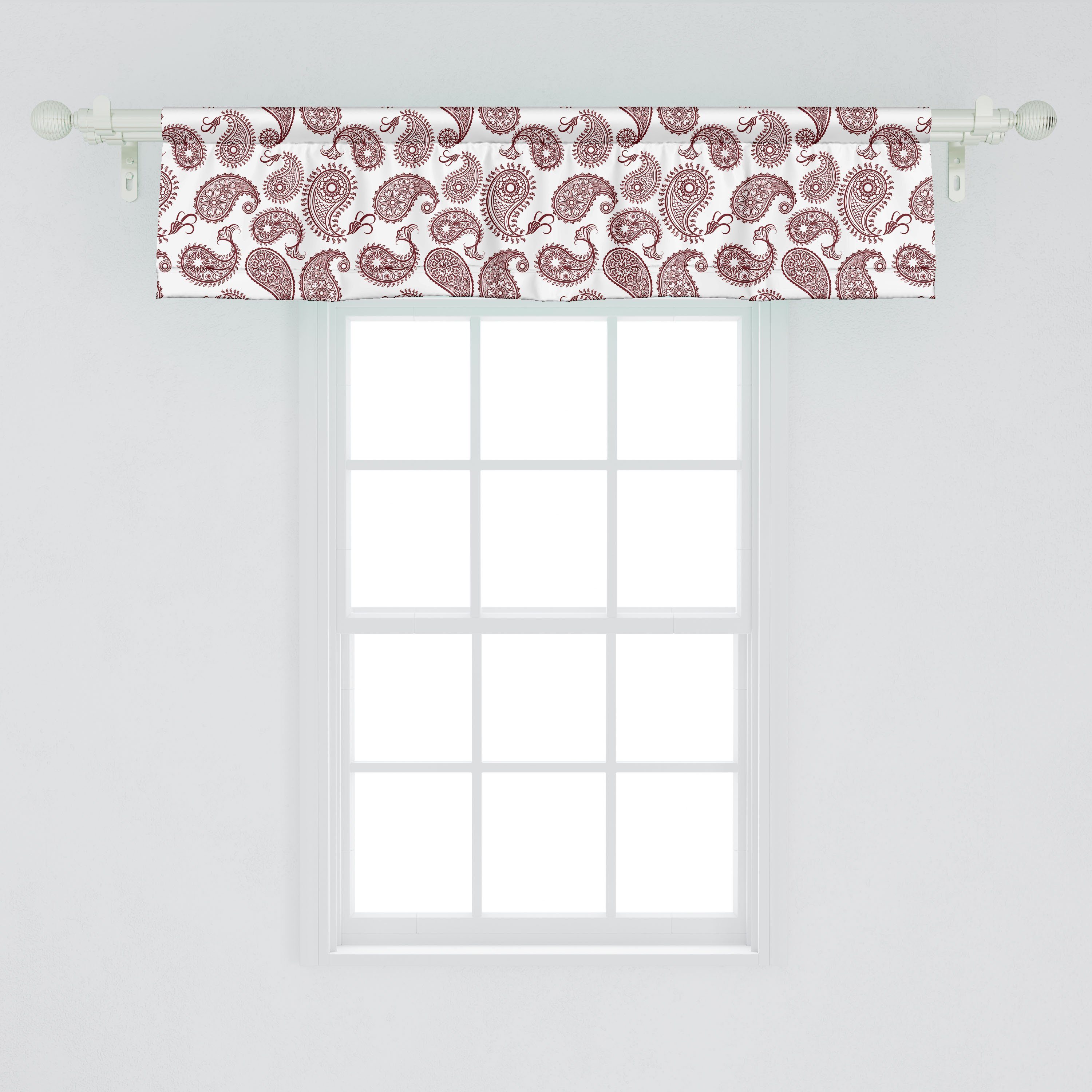 Ethnisch Paisley-Blätter Vorhang Volant Microfaser, Scheibengardine Küche Stangentasche, Abakuhaus, mit für Schlafzimmer Dekor Mehndi