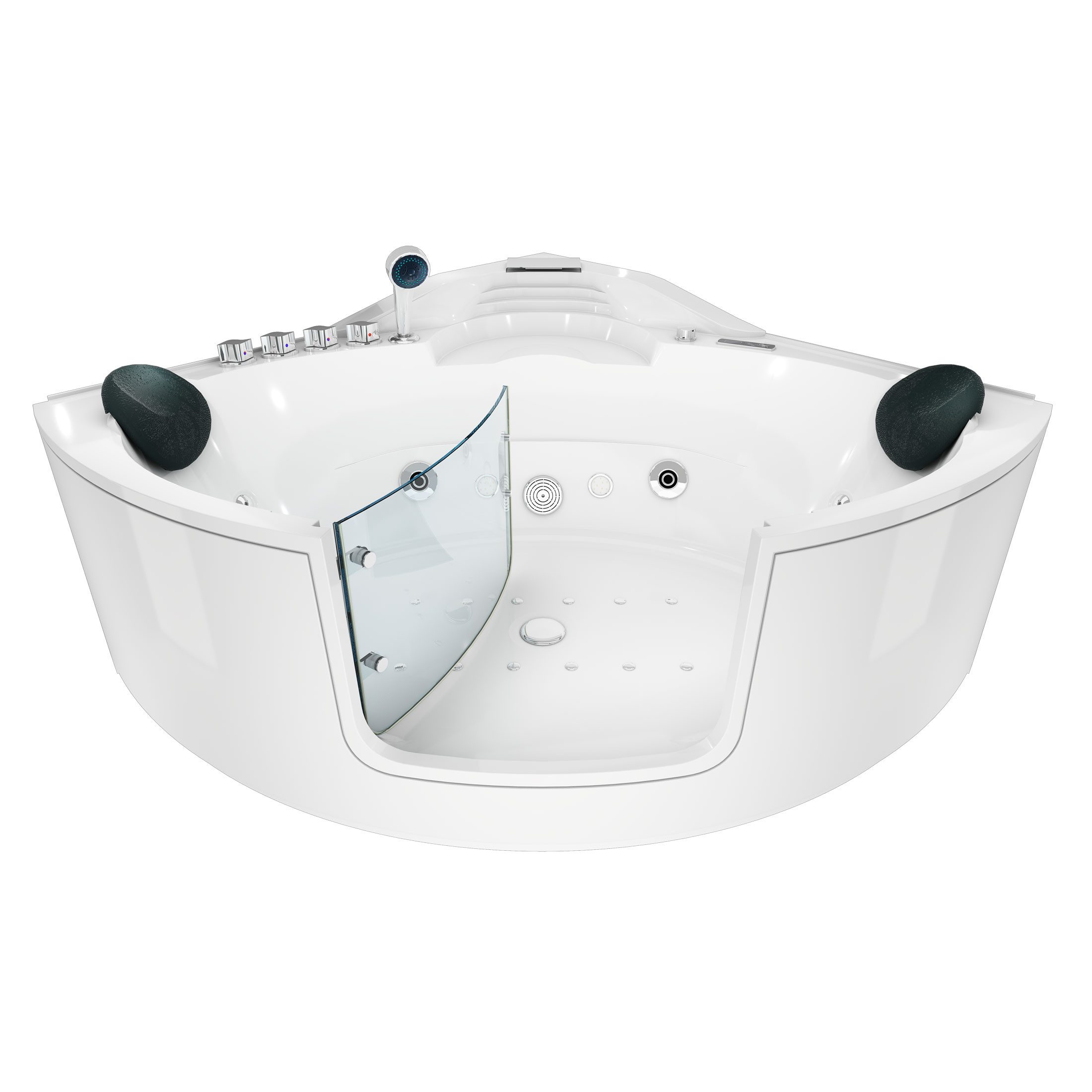 AcquaVapore Whirlpool-Badewanne Whirlpool Pool Wanne W60H-ALL 140x140cm mit Tür, (1-tlg), mit Ablaufgarnitur
