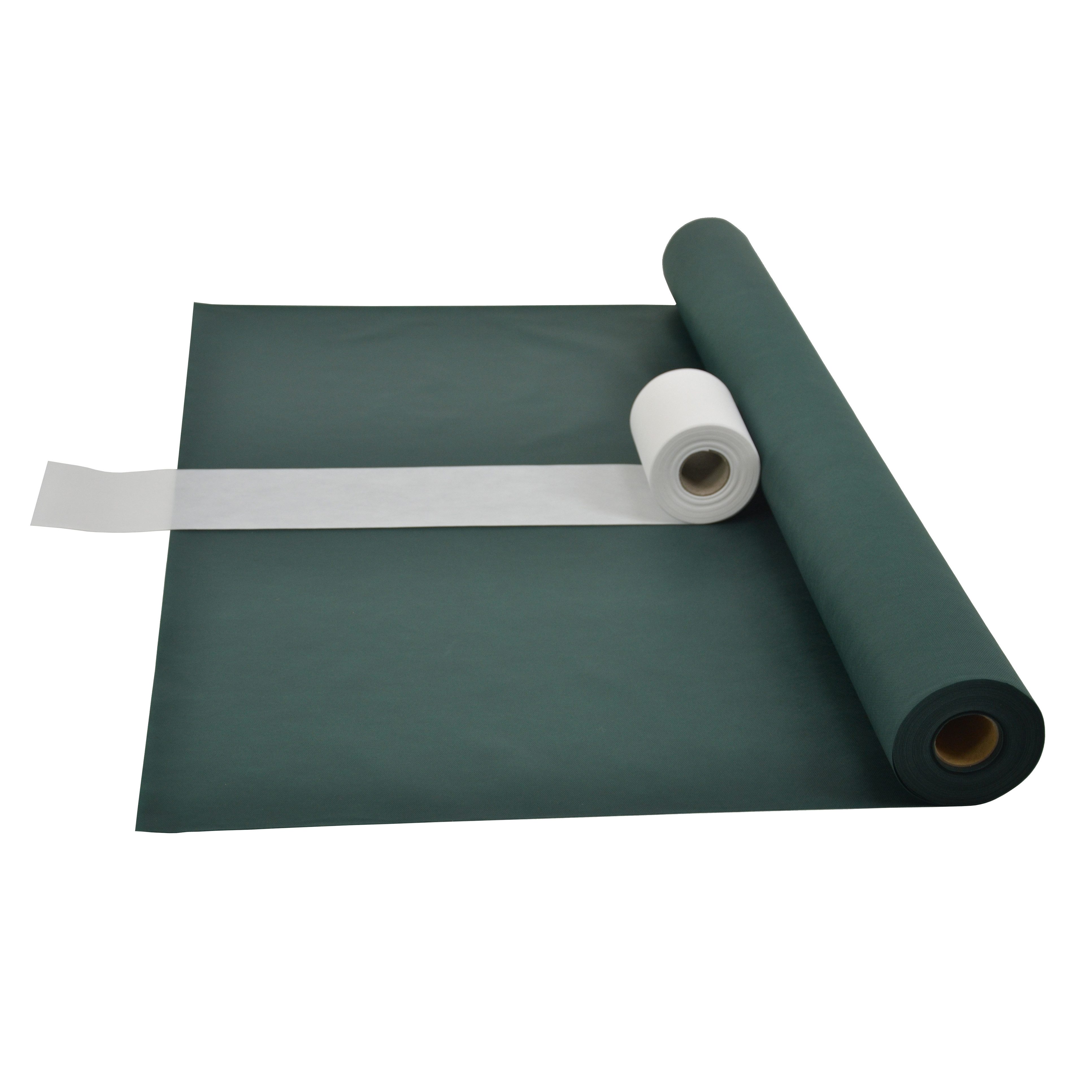 Sensalux Tischdecke Tischdeckenrolle 1,5m x 25m grün + Tischläufer 15cm weiß