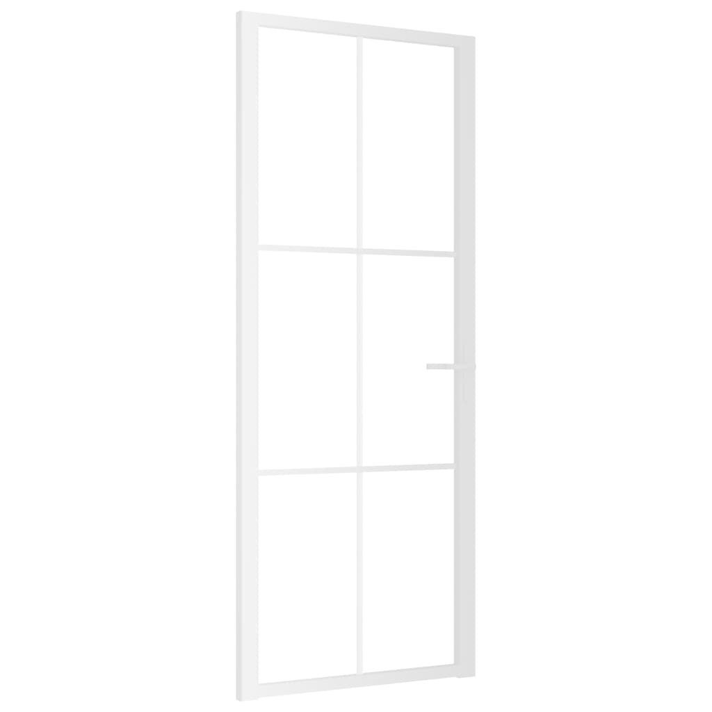 vidaXL Zimmertür, Innentür 83x201,5 cm Weiß ESG-Glas und Aluminium