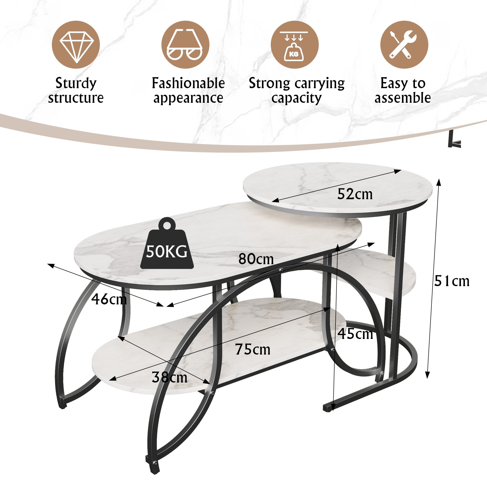 FUROKOY Couchtisch Beistelltisch Sofatisch wohnzimmertisch kaffeetisch 2er günstig online kaufen