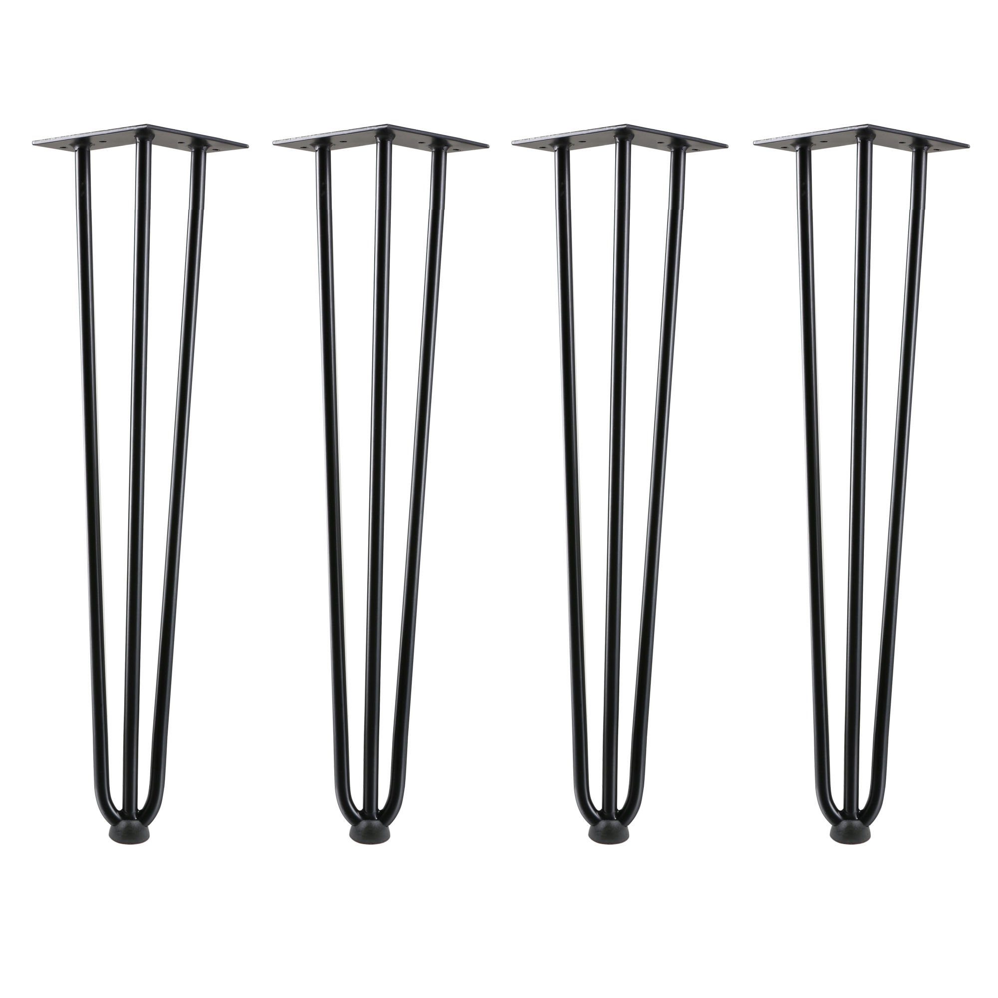 Tischbein aus 60 cm, Hairpin schwarz, 3 Streben Zelsius Legs, Stahl, Tischbeine Set, 4er