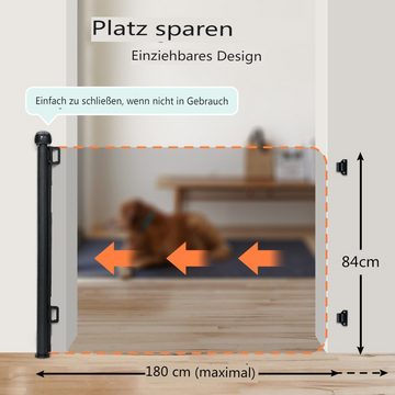 MAEREX Türschutzgitter (Ausziehbar Treppenschutzgitter, Schutzgitter 180cm), 15s Automatische Verriegelung