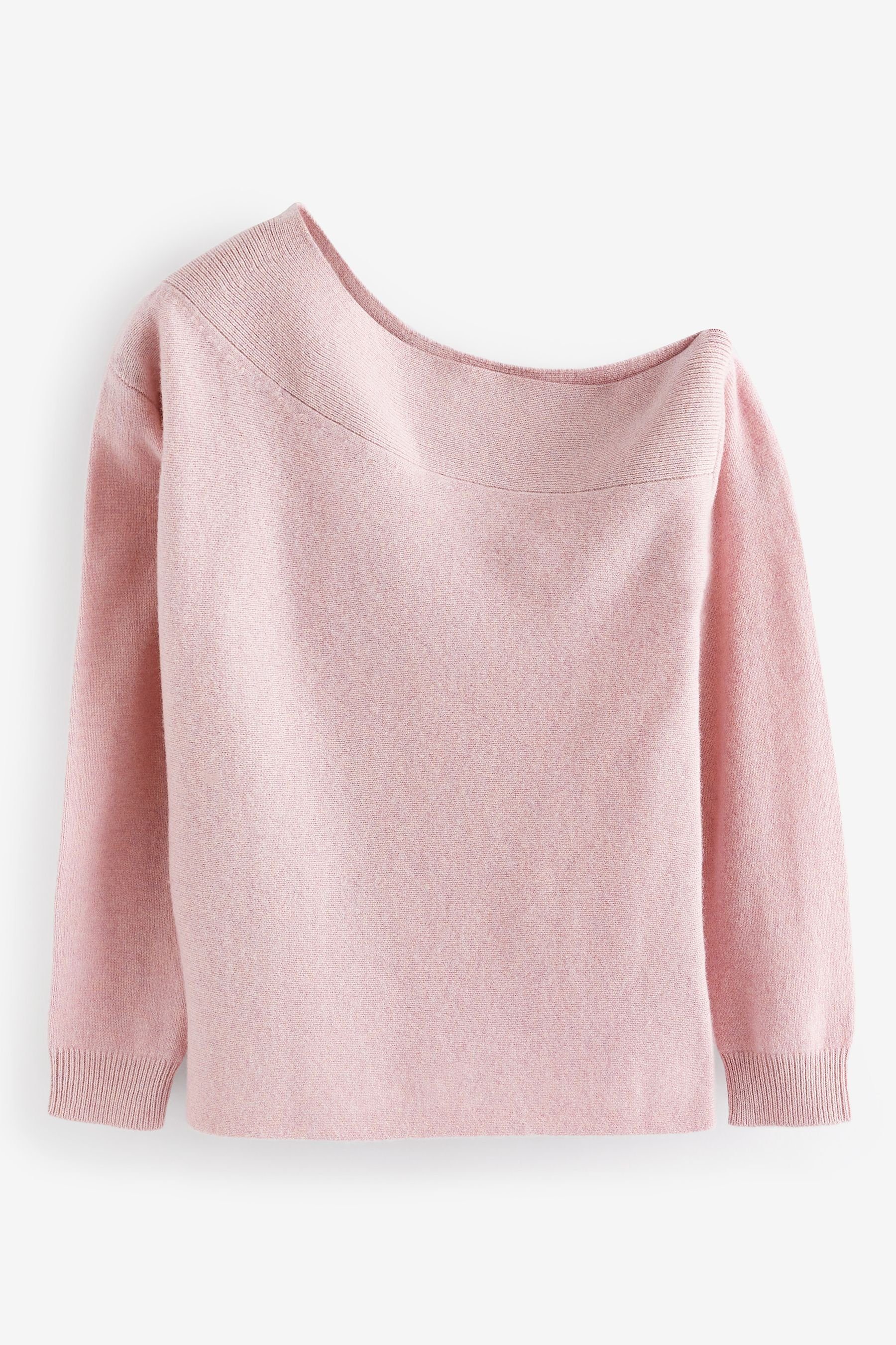 Pink Strickpullover Schulterfreier Blush Pullover Next 100 % (1-tlg) Premium Schurwolle
