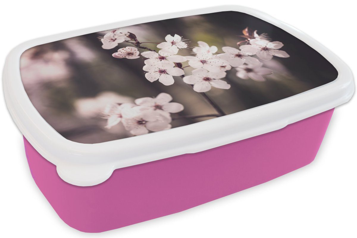 Brotdose (2-tlg), Weiß Kunststoff, Natur für Pflanze - Kinder, Kunststoff Snackbox, Blüte, Brotbox Mädchen, Blumen MuchoWow - Lunchbox rosa Erwachsene, - -