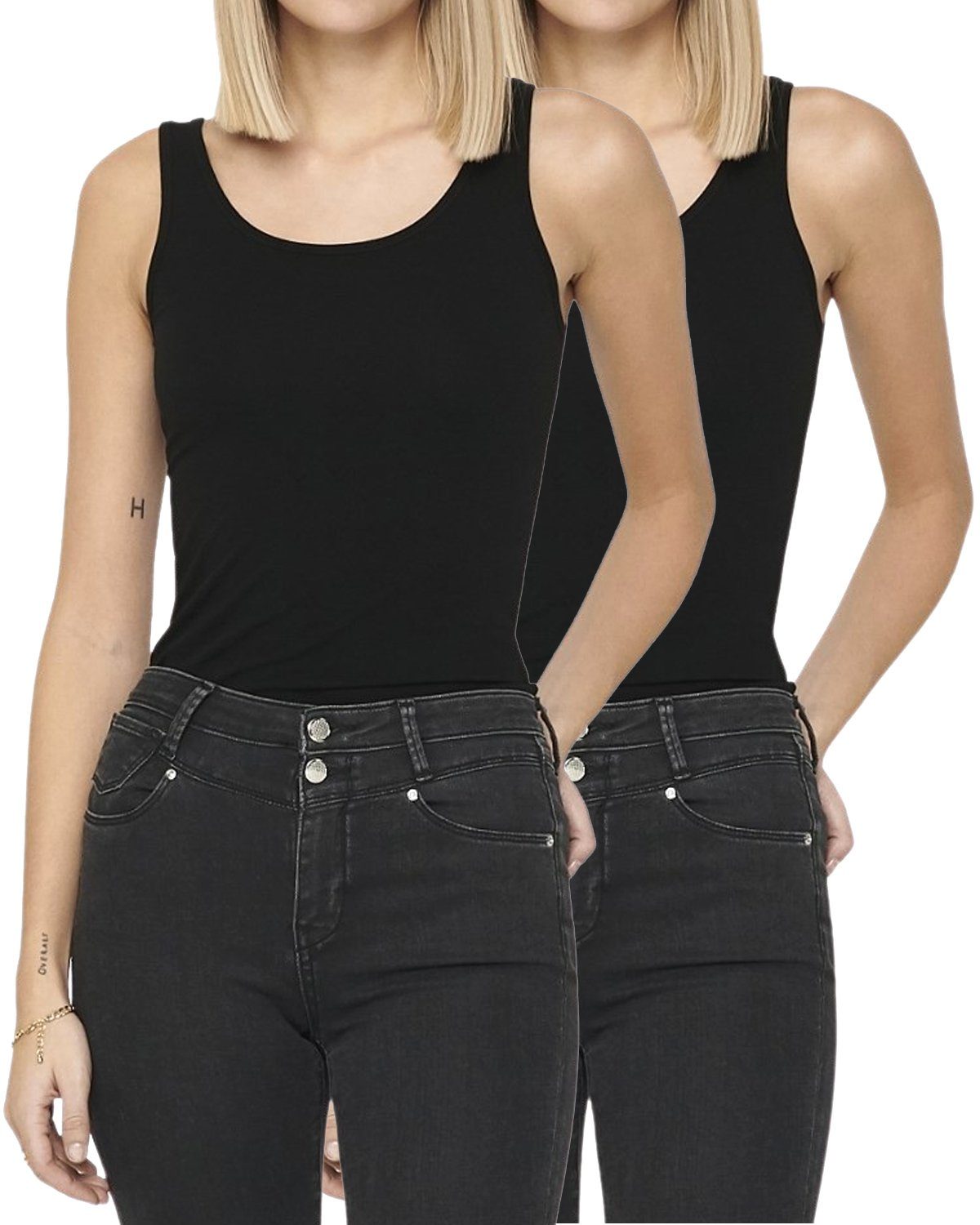 ONLY Tanktop (2er-Pack) Basic long Shirt im Doppelpack