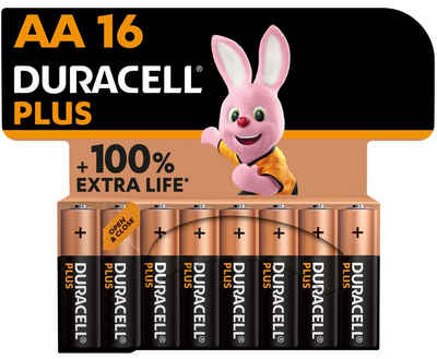 Duracell NEU Plus AA Mignon Alkaline, 1.5V LR6 MN1500, 16er-Pack Batterie, LR6 (16 St)
