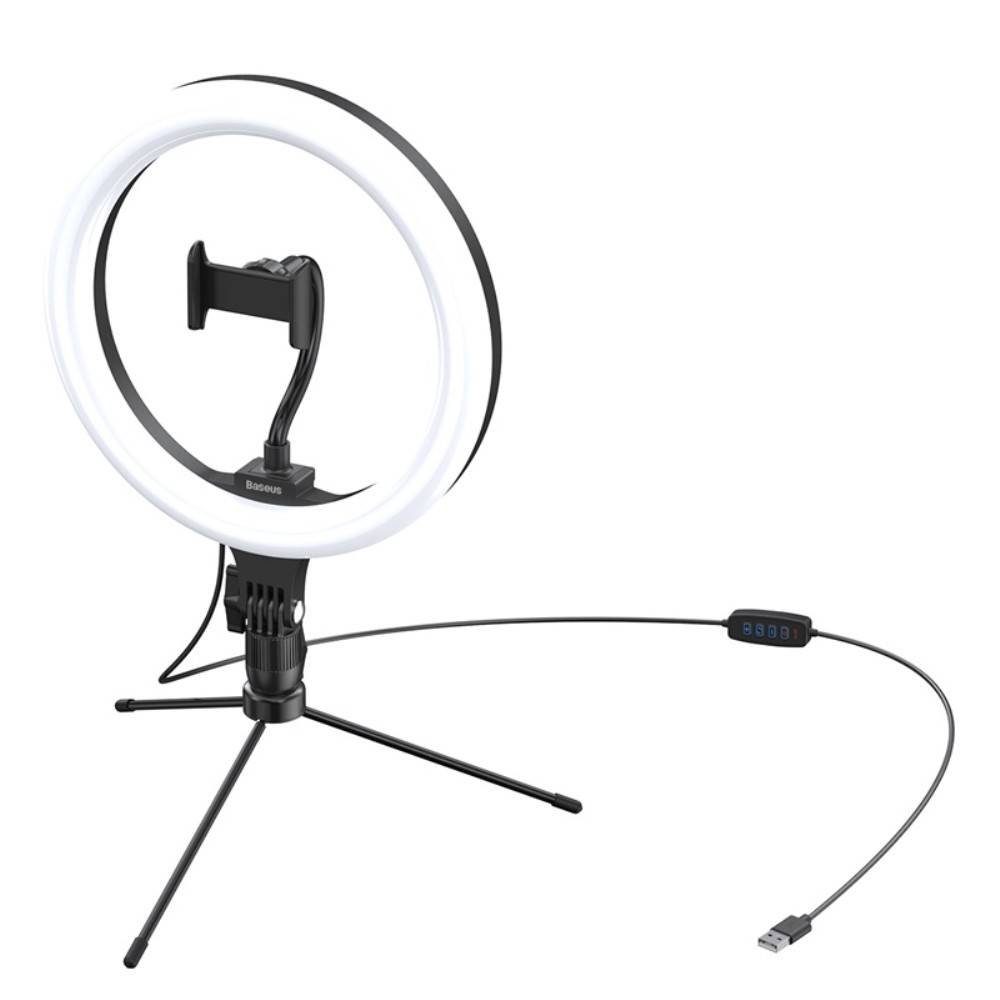 Baseus Ringlicht Baseus 360° Fotolampe Ringblitz Ring Flash LED 10''  (YouTube, TikTok) + Mini-Stativ mit drei Lichteffekten schwarz