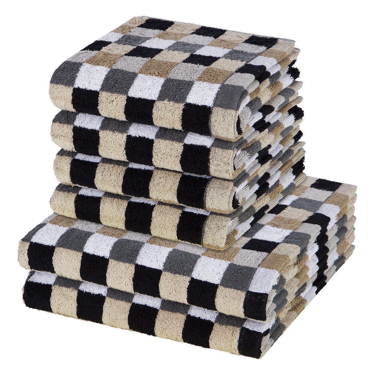 Cawö Handtuch Set Lifestyle, Walkfrottee (Spar-Set, 6-St), 4 X Handtuch 2 X Duschtuch im Set - Baumwolle - Saugstark