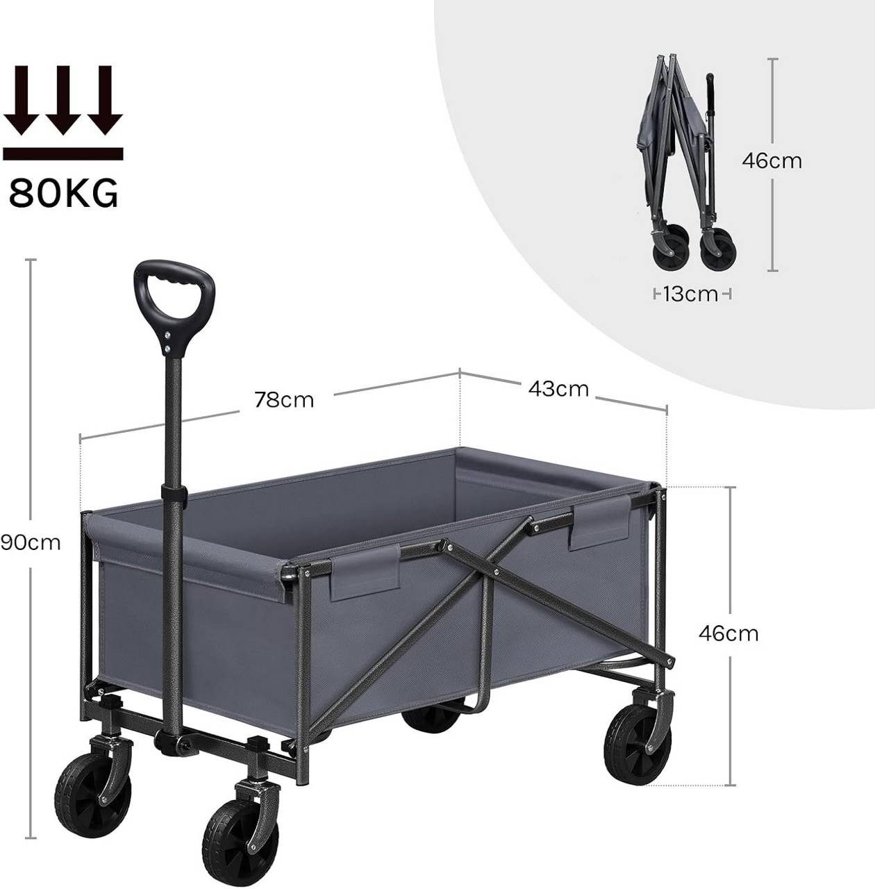 Woltu Rollwagen, (1 St), Faltbarer Gartenwagen, Verstellbarer Griff, für den Außenbereich