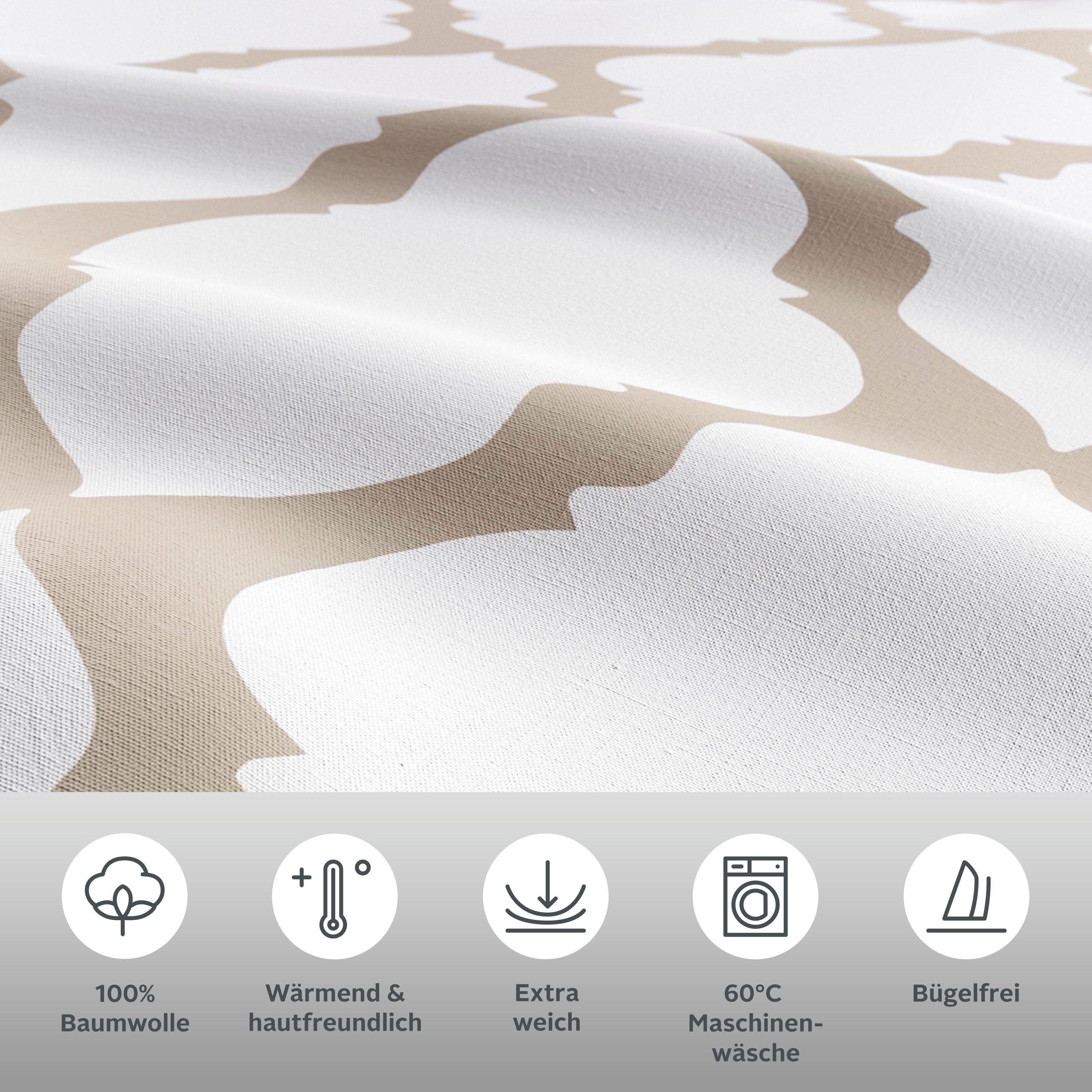 OTTO home Wendebettwäsche Alba in Gr. 135x200 oder 155x220 cm, Biber, 2 teilig, Bettwäsche mit Wendeoptik, in verschiedenen Qualitäten, Baumwolle