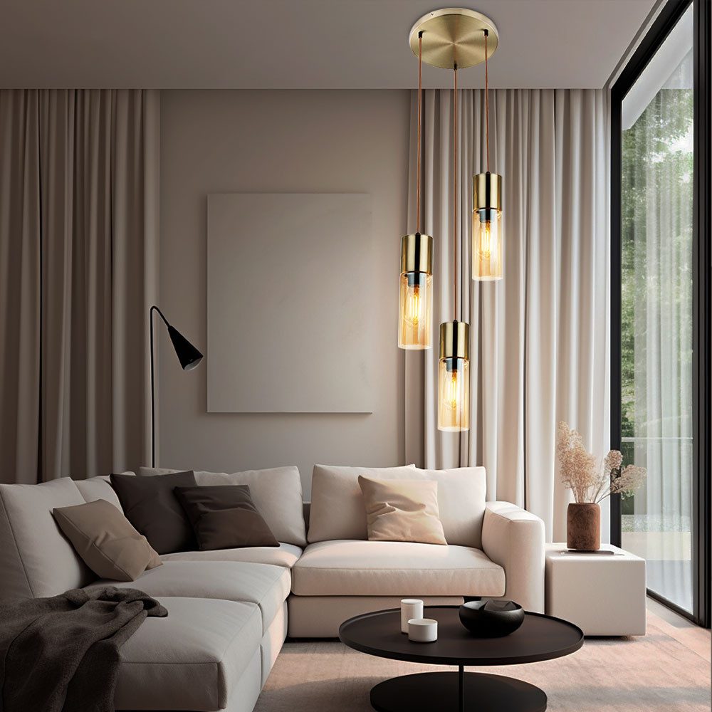 GLOBO LIGHTING LED Pendelleuchte, Leuchtmittel inklusive, Warmweiß, Pendellampe Esstischlampe Hängelampe Glas Wohnzimmerlampe LED H 150 cm