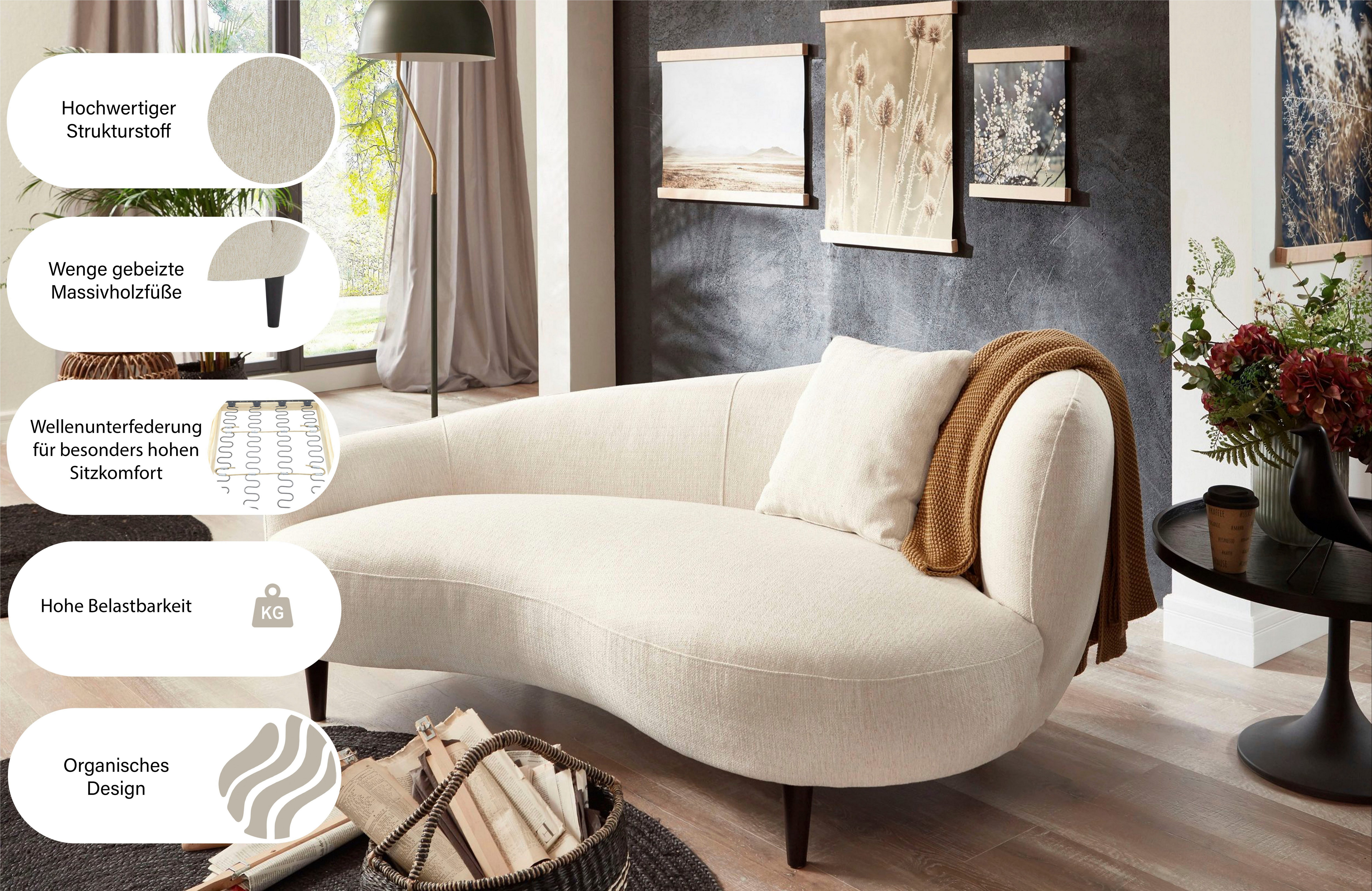 ATLANTIC home collection Chaiselongue Olivia, Nierenform-Sofa mit Zierkissen im Originalbezug