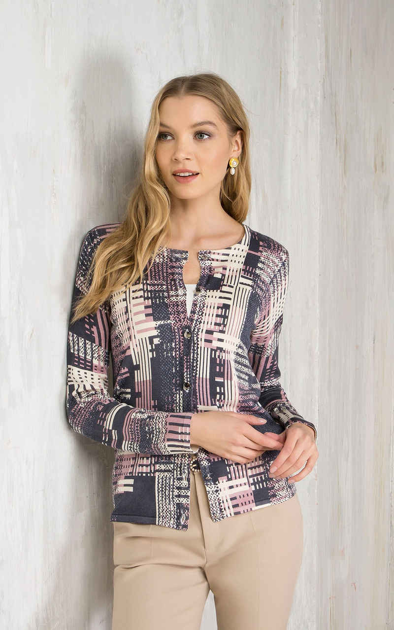 Passioni 2-in-1-Strickjacke Twinset in modernem Muster mit Knopfleiste
