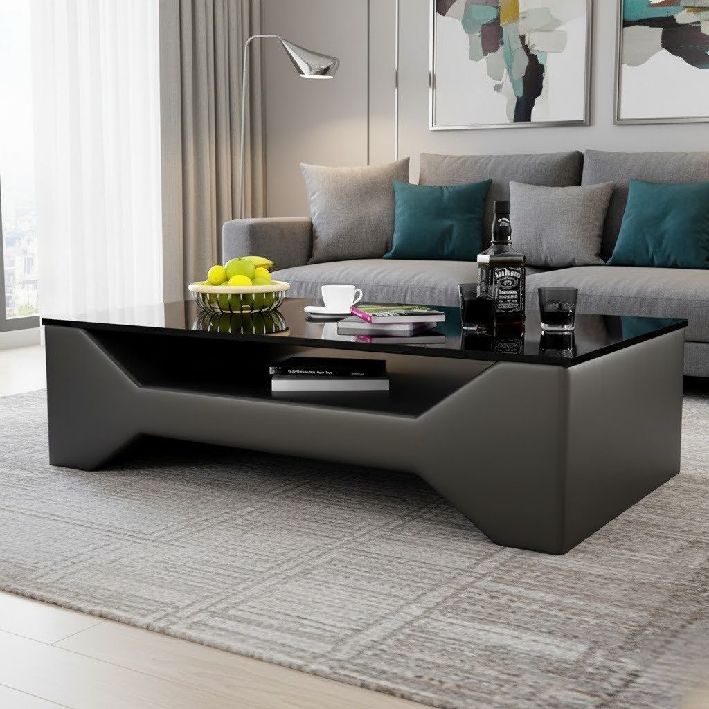 Xlmoebel Couchtisch Sofatisch Design Tisch Wonzimmer Glas Kunstleder Sofa Tische Sofort (1-St., Couchtisch), Hergestellt in Europa