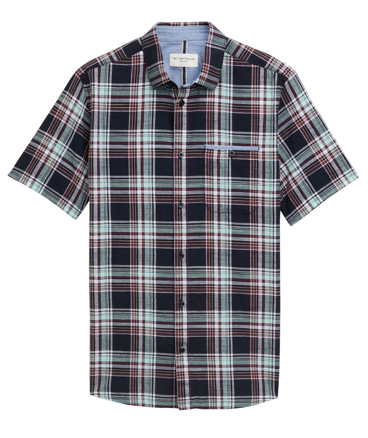 TOM TAILOR Kurzarmhemd CHECKED SLUBYARN SHIRT (1-tlg)