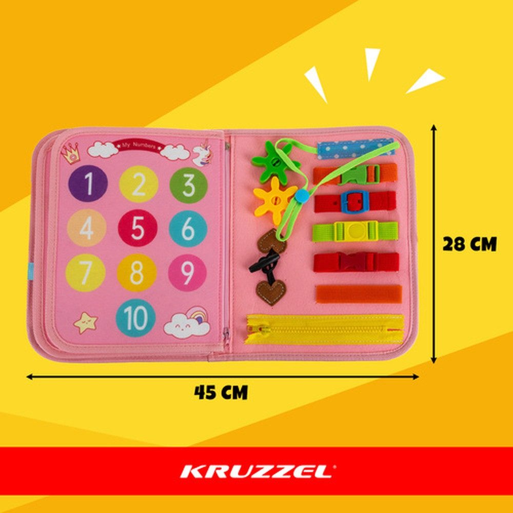 KRUZZEL Motorikbrett Manipulatives Buch Montessori-Brettspielzeug, (Spar-Set, 1-tlg), Fördert Selbstständigkeit, Konzentration und logisches Denken