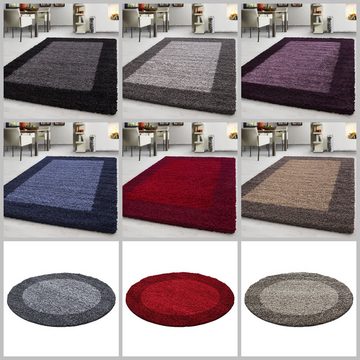 Teppich Bordüre Design, Teppium, Rechteckig, Höhe: 30 mm, Teppich Wohnzimmer Bordüre Design Shaggy versch. farben und größen