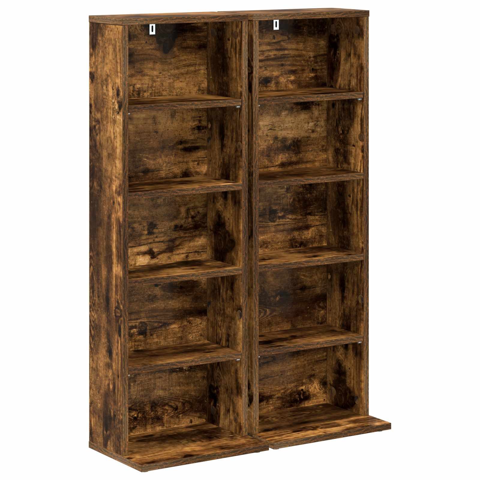 vidaXL Schranksystem CD Regal 2 Stk. Raucheiche 33 x 23,5 x 97,5 cm Holzwerkstoff (2-St)