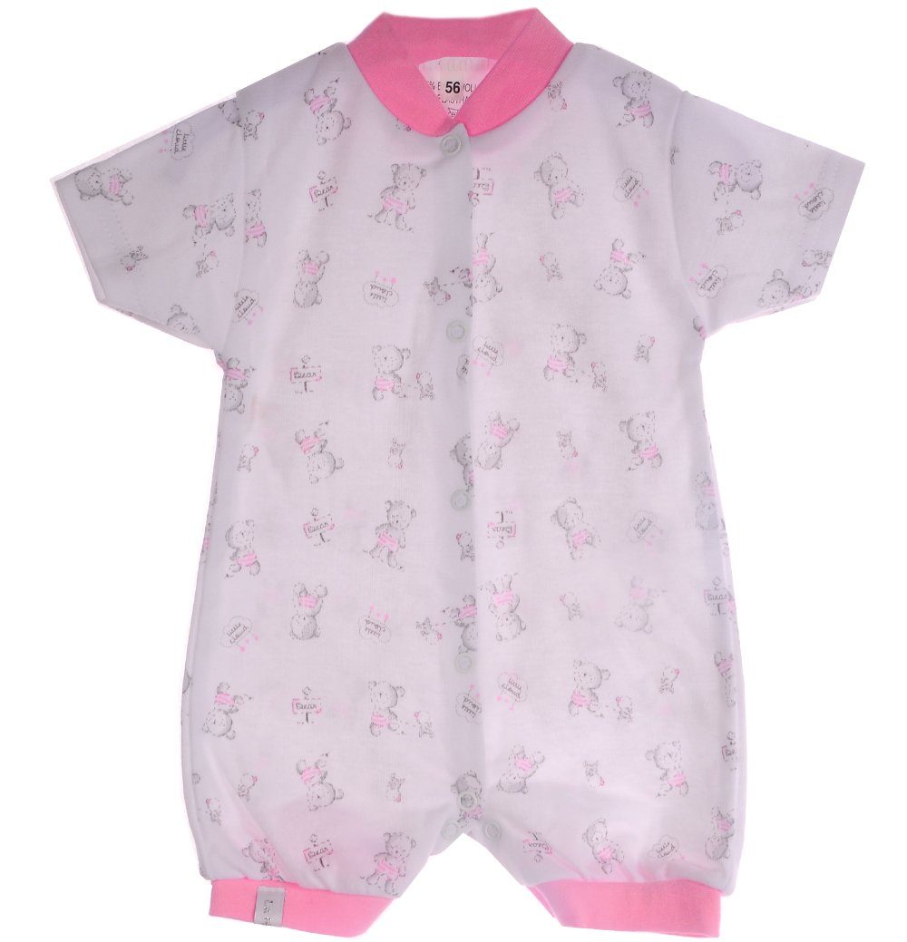 La Bortini Spieler Baby kurzer Sommer Strampler Romper mit Bärchen aus reiner Baumwolle, 44 50 56 62 68 74 80 86 92 98