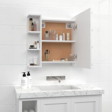 vidaXL Badezimmerspiegelschrank Spiegelschrank mit LED Weiß 70x16,5x60 cm (1-St)