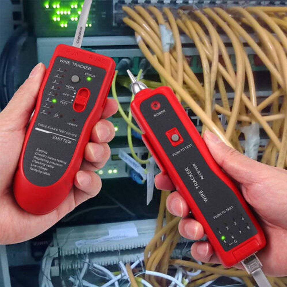 XERSEK Leitungsortungsgerät Multifunktional Kabeltester Kabelfinder Kabelsucher Werkzeug Set, Leitungssucher für Netzwerk und Telefoninstallation, LED Anzeige, inkl. 2x 9V Batterien, für RJ45 /RJ11/LAN