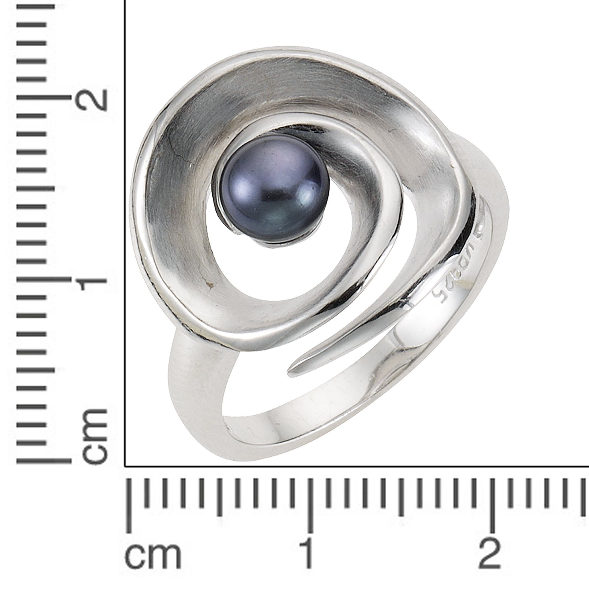 Zeeme Silber Sterling 925/- Fingerring Perle schwarz