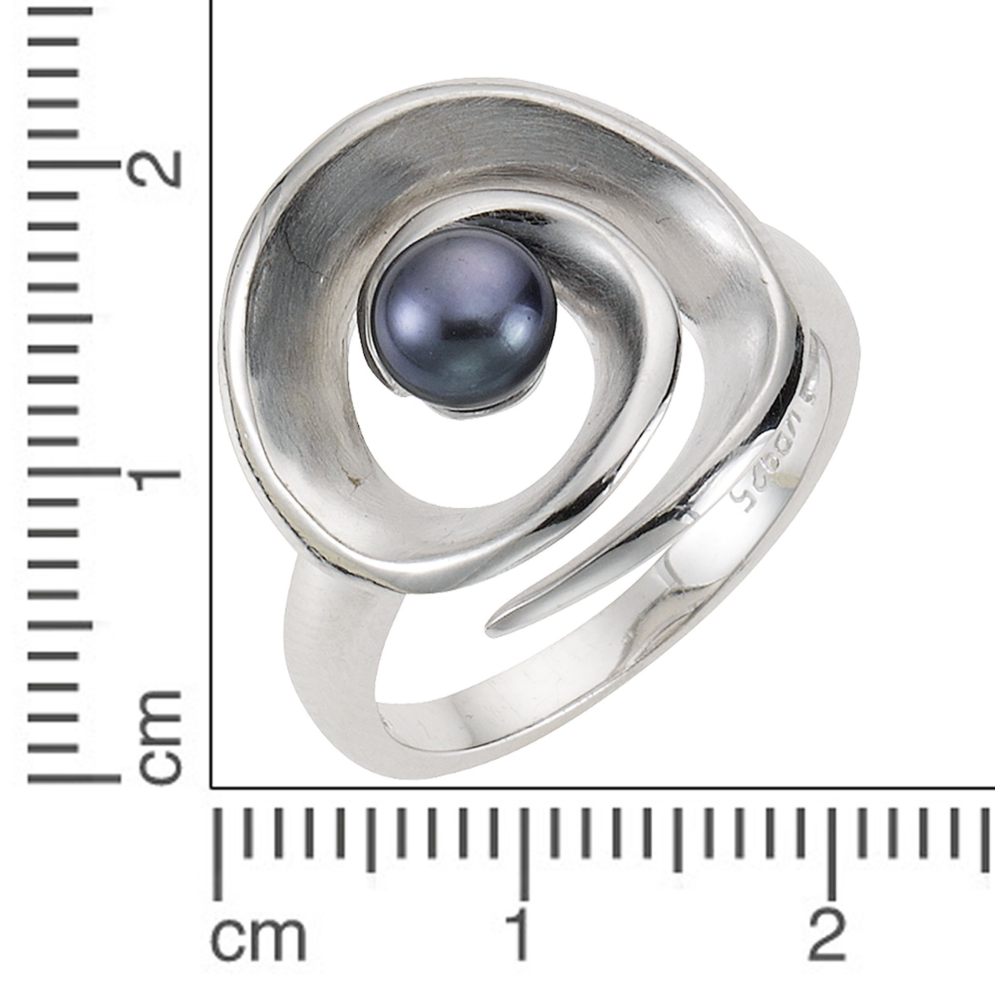 Zeeme Fingerring Silber 925 rhodiniert mit schwarzer Perle günstig online kaufen