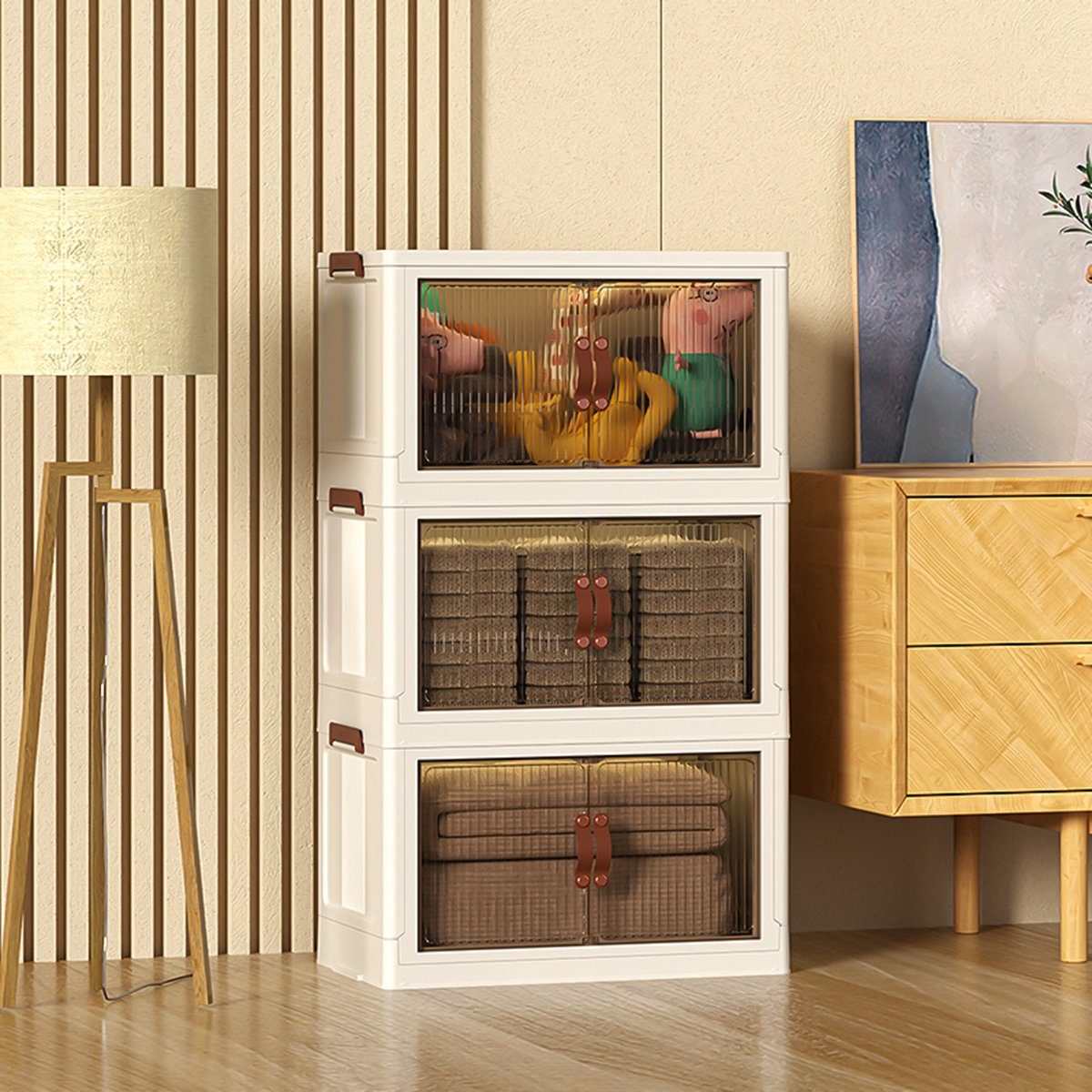 Simloveve Aufbewahrungsbox Stapelbare Aufbewahrungsbox mit Deckel,Schrank günstig online kaufen