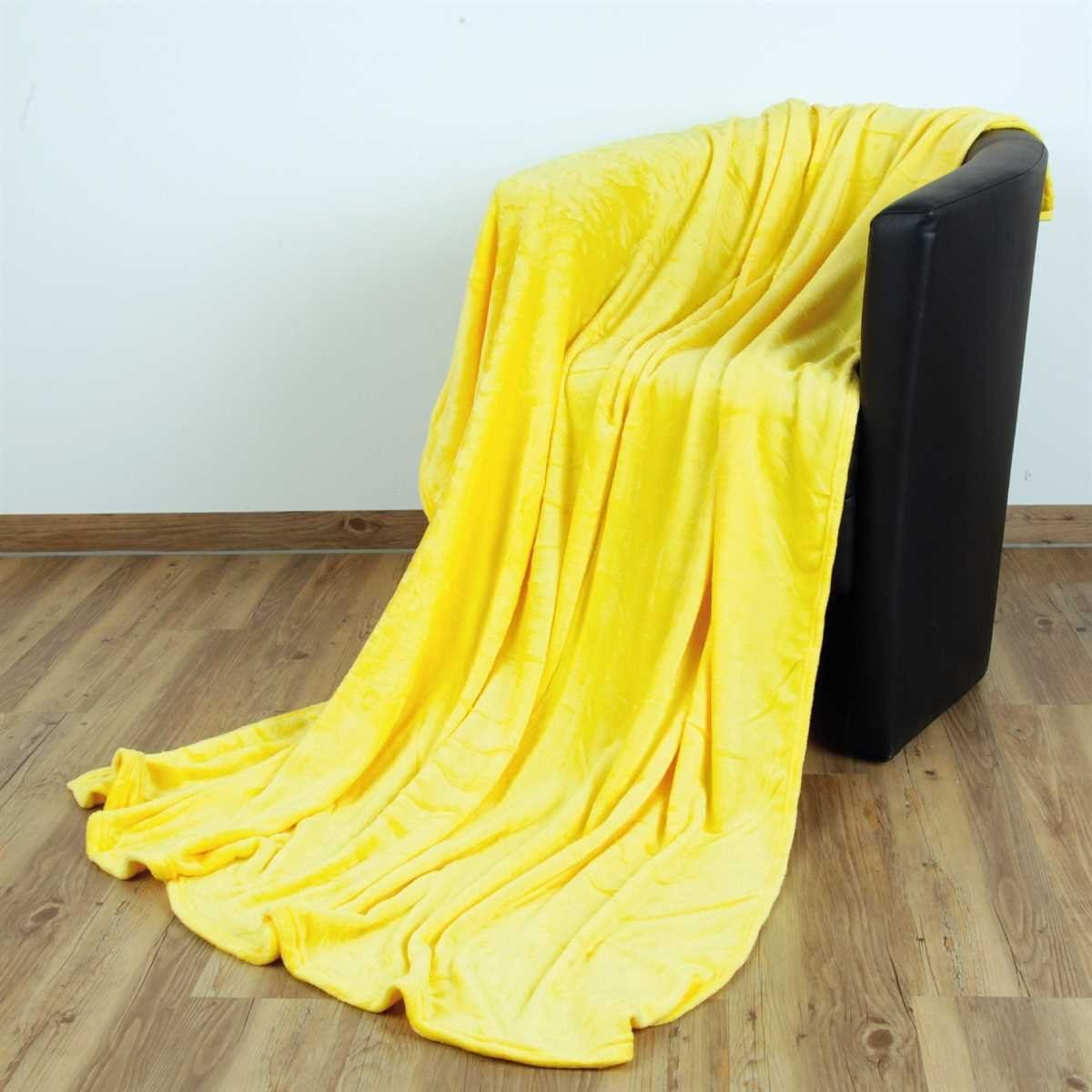 Wohndecke, Bestlivings, Kuscheldecke "Celina" - Gelb - 60x80 cm (BxL) - hochwertige Flauschige Kuschel Decke in vielen Farben und Größen