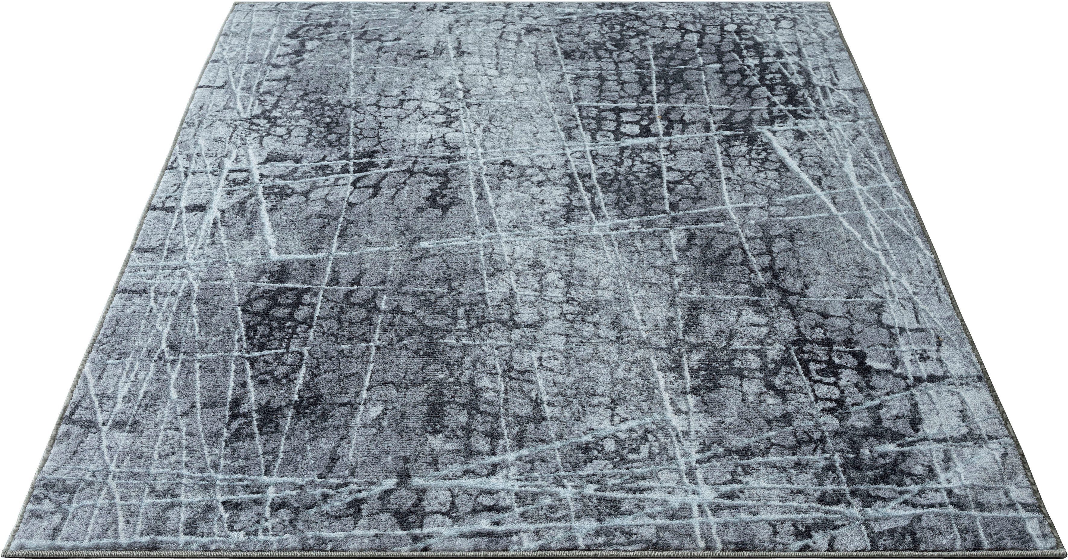Teppich Elis Plus 6500, merinos, rund, Höhe: 12 mm, strapazierfähiges Flachgewebe, Wohnzimmer, Flur, Diele Grau