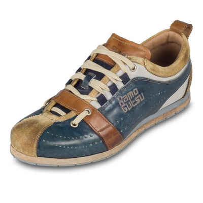 Kamo-Gutsu Sneaker blau/beige Retro (TIFO-017 miele & navy stone washed) Sneaker Handgefertigt in Italien