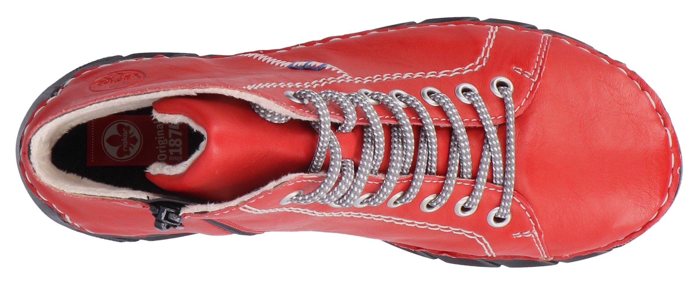 Rieker Schnürboots, Schnürstiefelette, High Top Sneaker, Schnürschuh mit Kontrastnaht