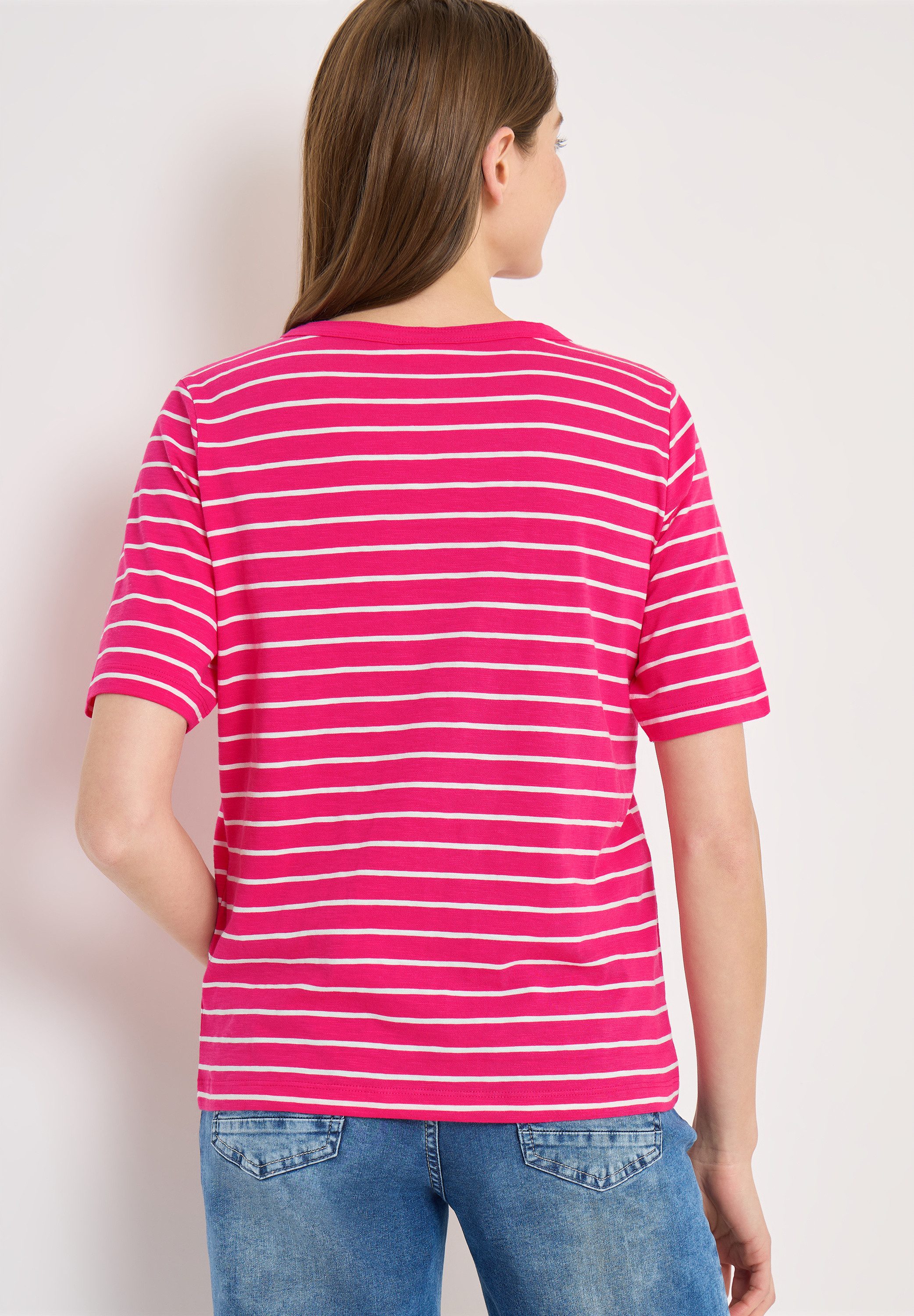 CECIL Rundhalsshirt Sommershirt im Streifen-Look