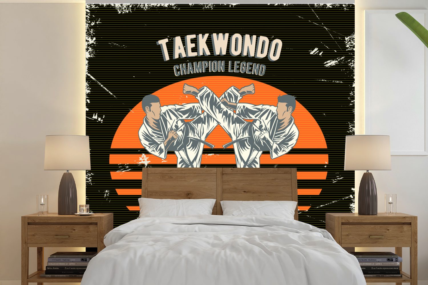 MuchoWow Fototapete Jahrgang - Sport - Taekwondo, Matt, bedruckt, (5 St), Vinyl Tapete für Wohnzimmer oder Schlafzimmer, Wandtapete