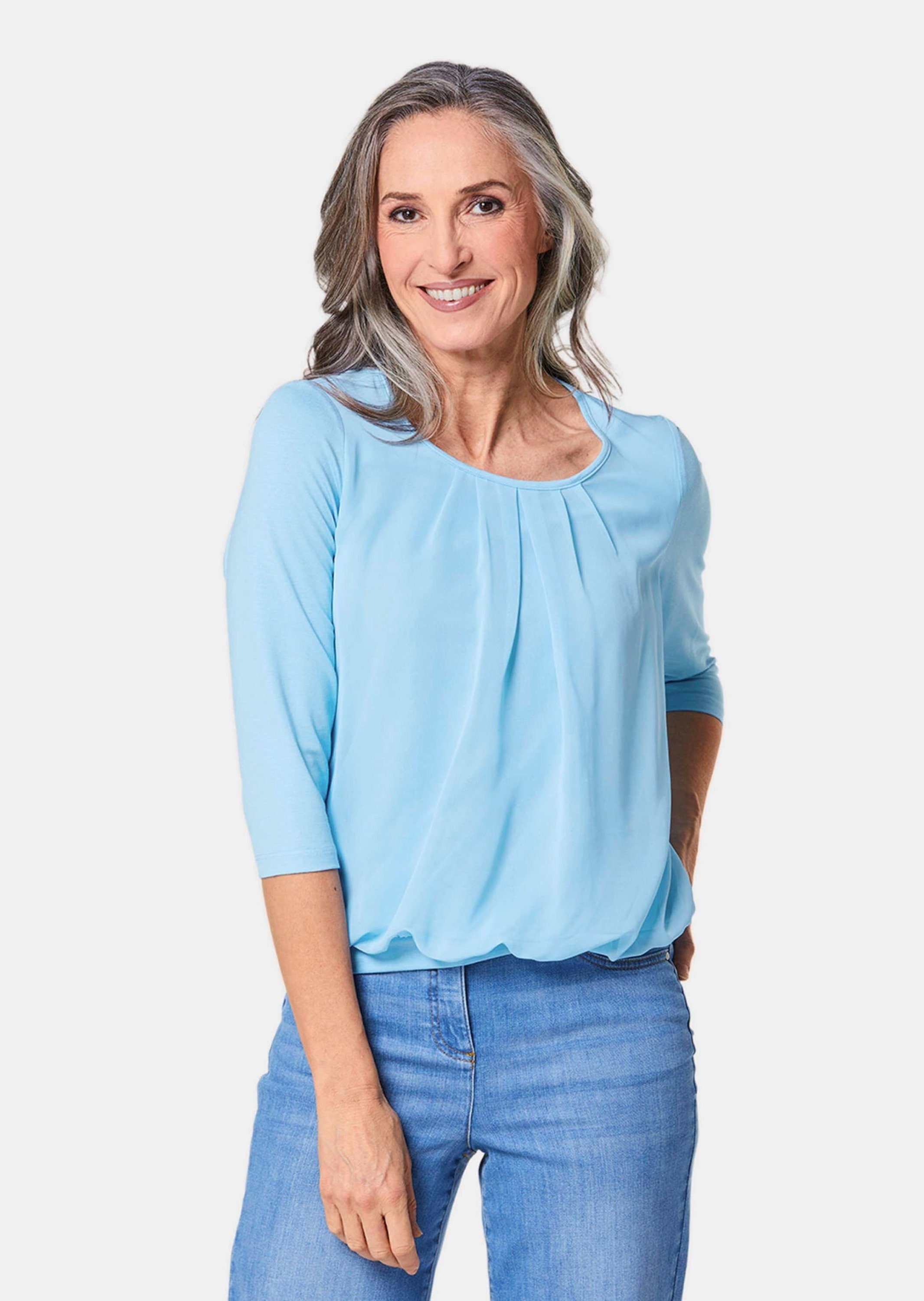 GOLDNER Shirtbluse Chiffon-Shirt mit 3/4-Arm, Rundhals Damen Sommerbluse, H günstig online kaufen