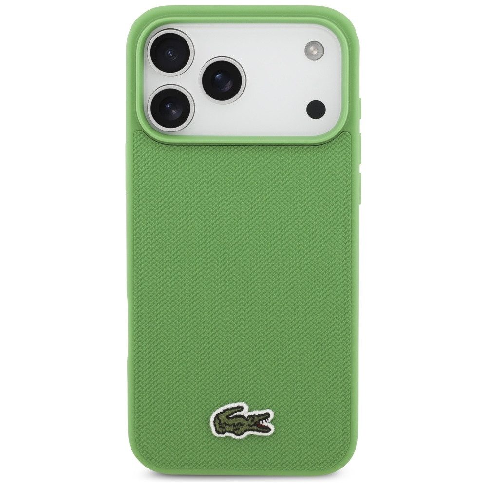 Lacoste Handyhülle iPhone 17 Pro Max Iconic Petit Pique grün Logo Krokodil Magsafe 6,9 Zoll, Kantenschutz
