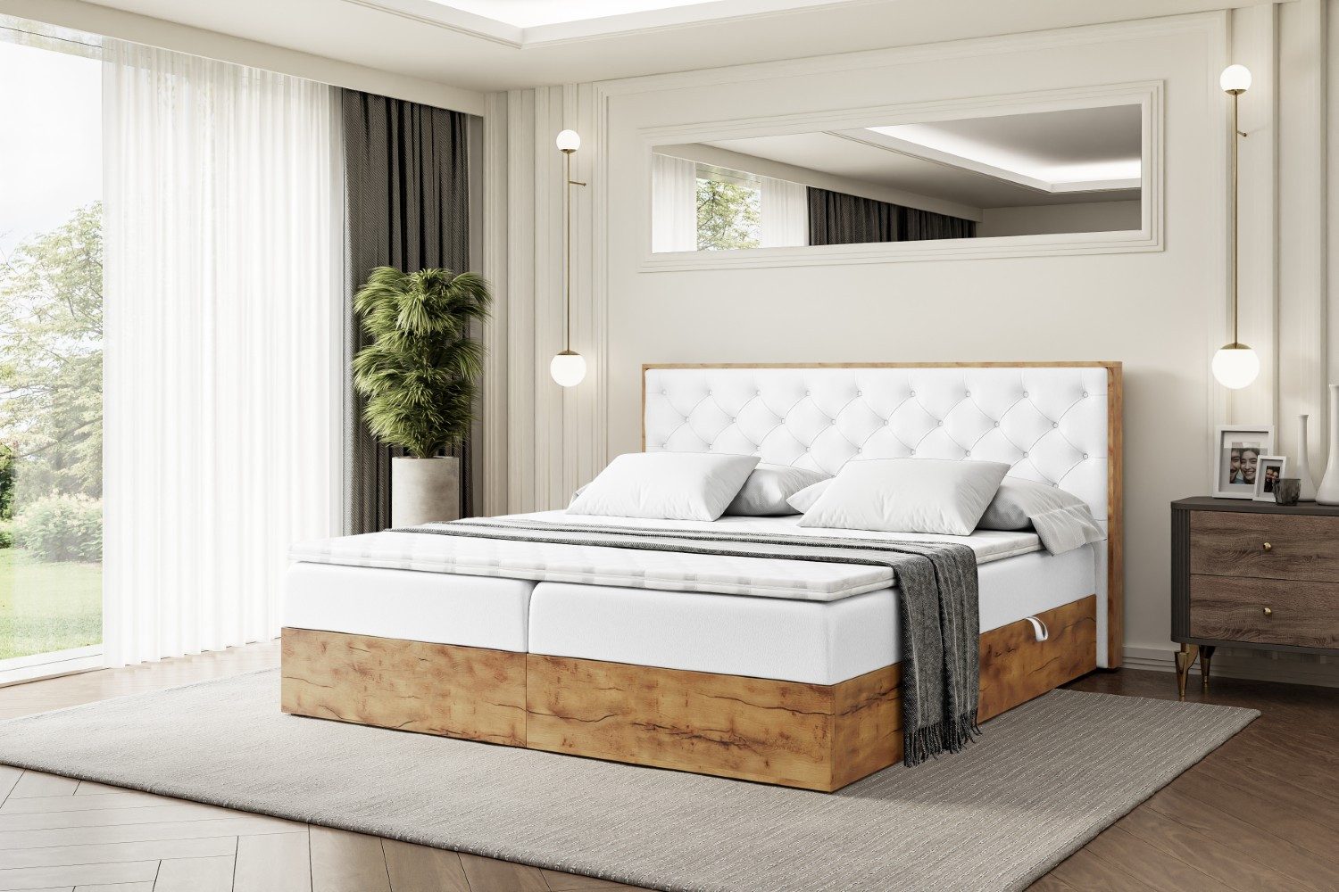 ALTDECOR Boxbett LOLLI3 (Multipocket-Matratze H4, H3 Matratze Bonellfederung, Topper, Kopfteil)