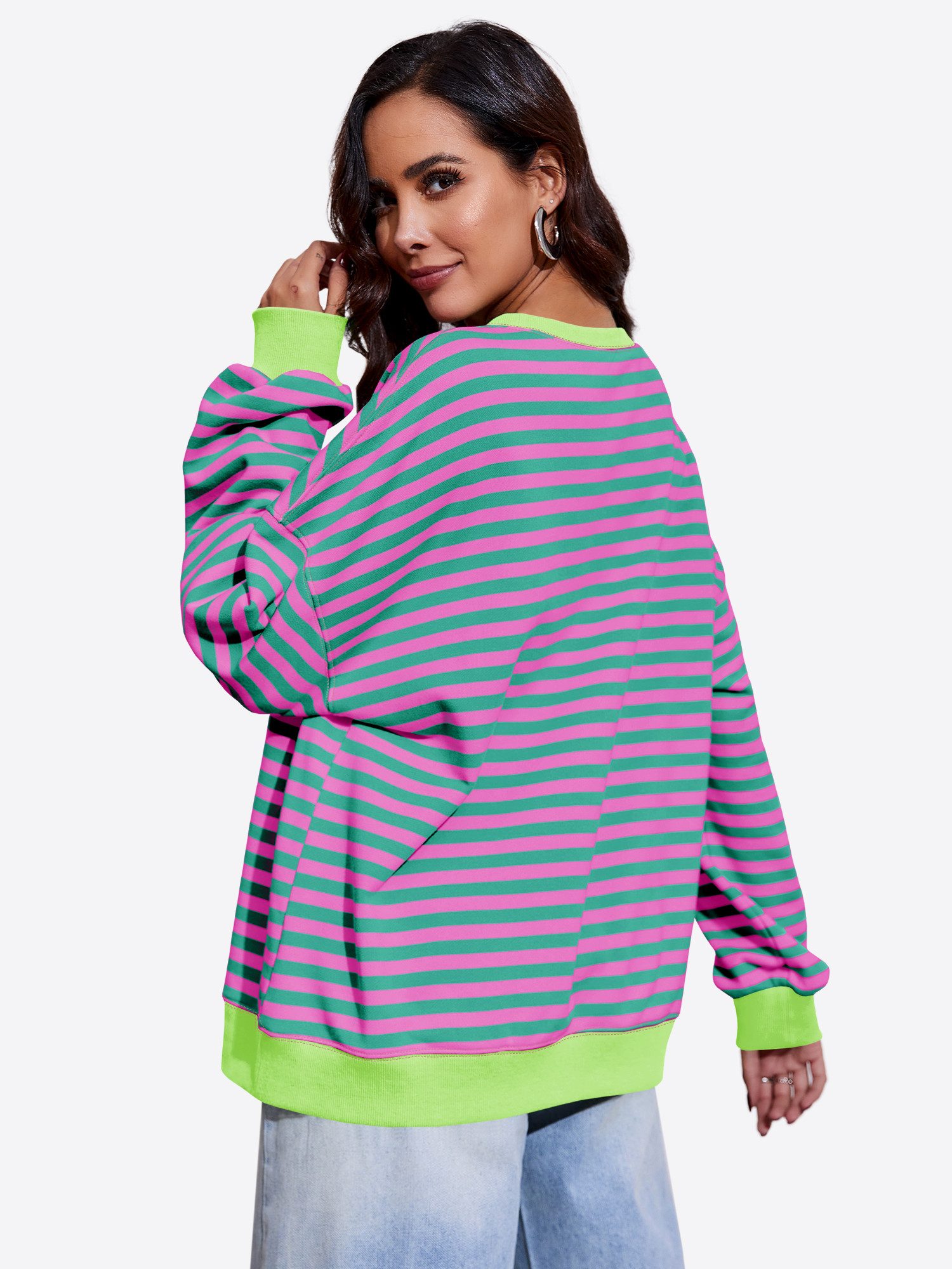 Imily Bela Sweatshirt Damen Gestreifter Oversize Pullover (Packung, 1-tlg., günstig online kaufen