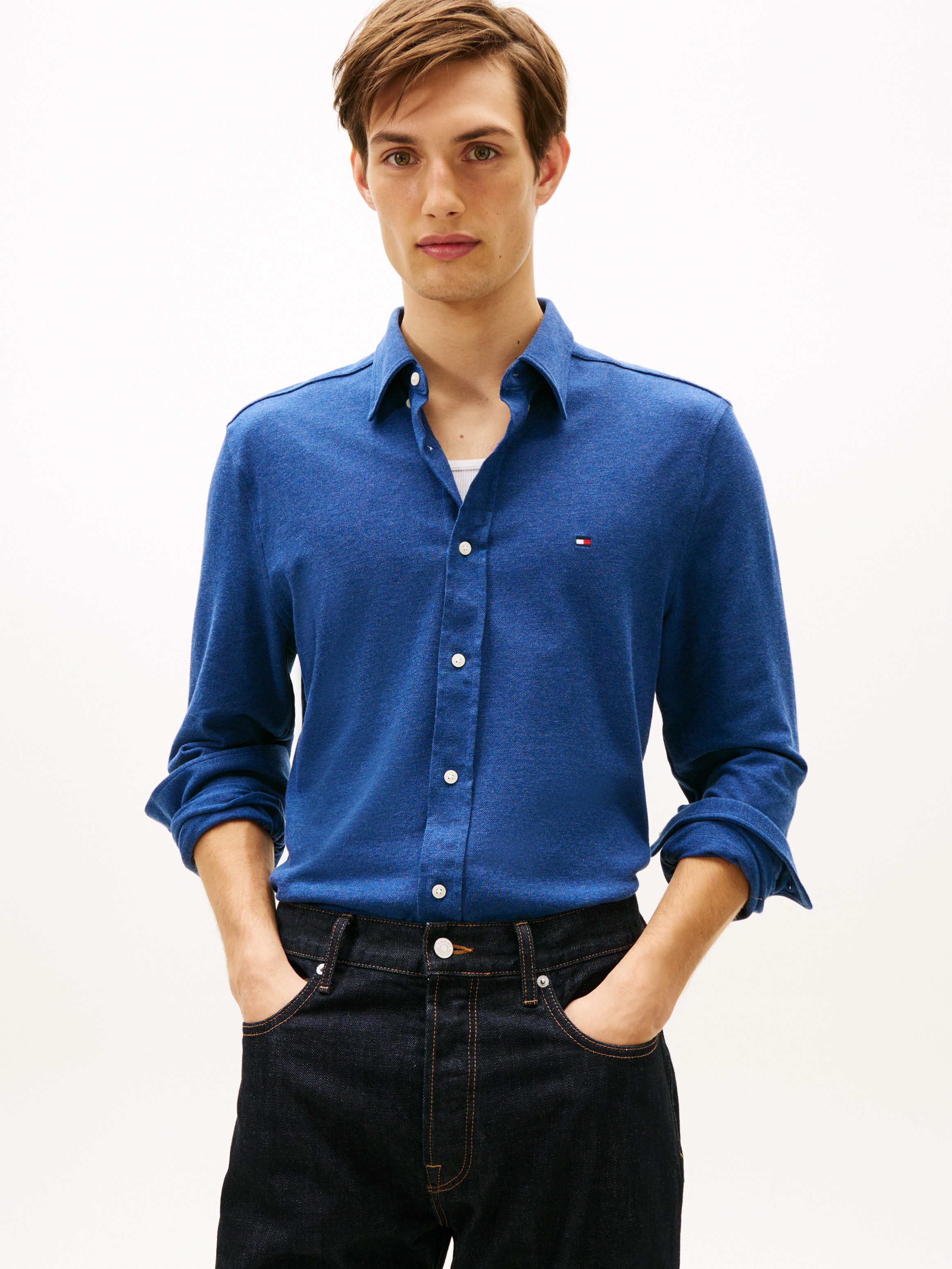Tommy Hilfiger Langarmhemd KNIT PIQUE FEATHERWEIGHT