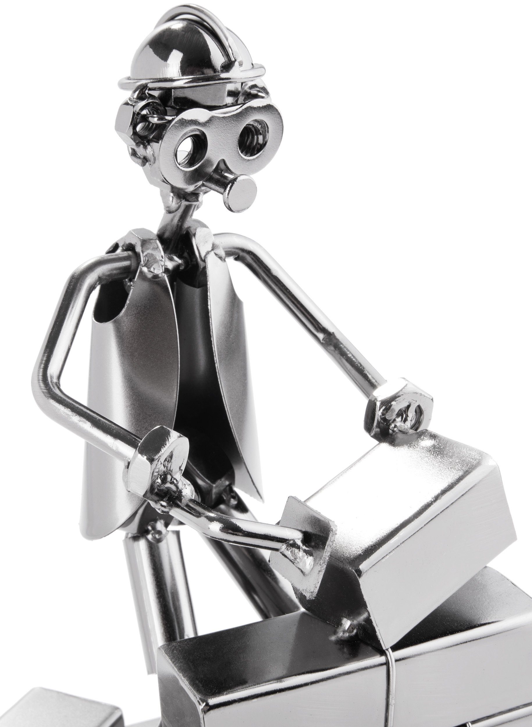 BRUBAKER Dekofigur Metallskulptur Schraubenmännchen Maurer (1 St), kunstvolle Geschenkfigur für Maurer und Handwerker – Bild 5 von 5